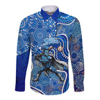 Adelaide Strikers Long Sleeve Button Shirt Indigenous Dot Art Superhero Batter Tribal Pattern