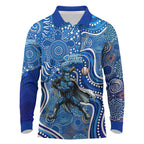 Adelaide Strikers Long Sleeve Polo Shirt Indigenous Dot Art Superhero Batter Tribal Pattern