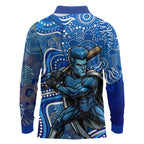 Adelaide Strikers Long Sleeve Polo Shirt Indigenous Dot Art Superhero Batter Tribal Pattern