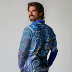 Adelaide Strikers Long Sleeve Polo Shirt Indigenous Dot Art Superhero Batter Tribal Pattern