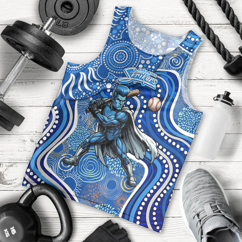 Adelaide Strikers Men Tank Top Indigenous Dot Art Superhero Batter Tribal Pattern