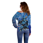 Adelaide Strikers Off Shoulder Sweater Indigenous Dot Art Superhero Batter Tribal Pattern