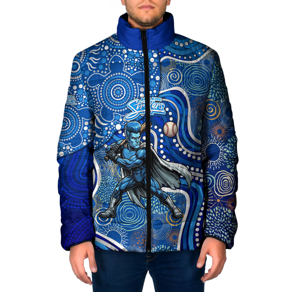 Adelaide Strikers Padded Jacket Indigenous Dot Art Superhero Batter Tribal Pattern