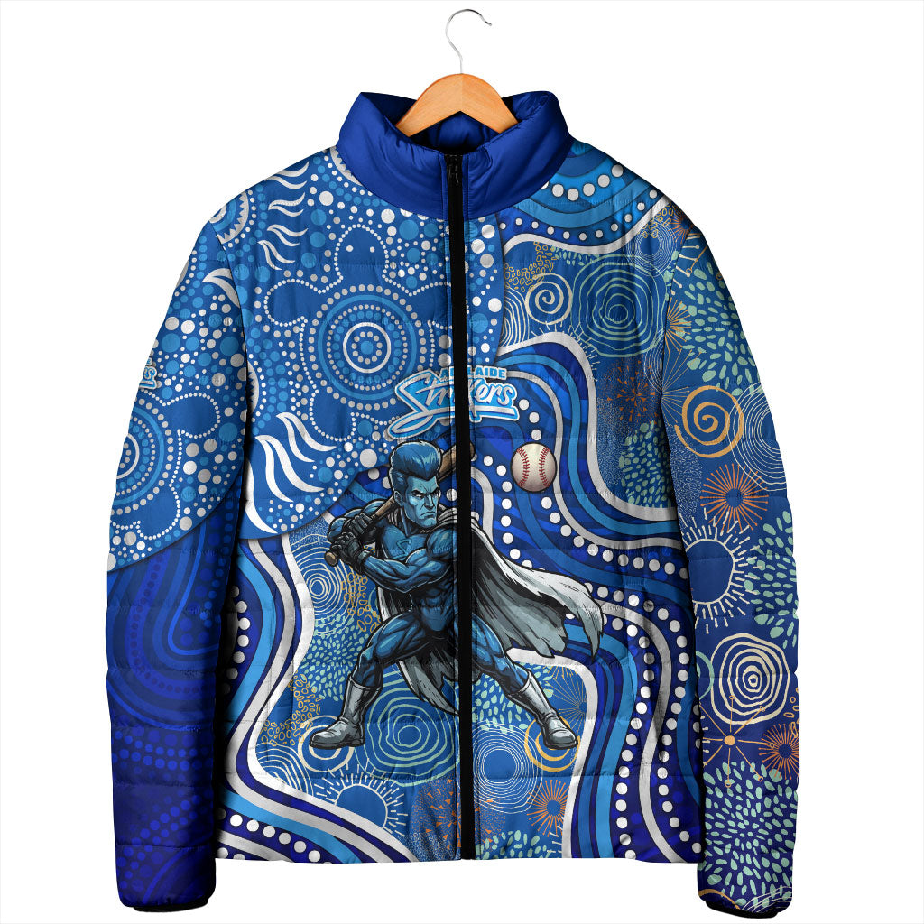 Adelaide Strikers Padded Jacket Indigenous Dot Art Superhero Batter Tribal Pattern