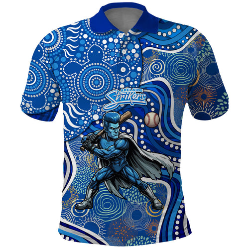 Adelaide Strikers Polo Shirt Indigenous Dot Art Superhero Batter Tribal Pattern