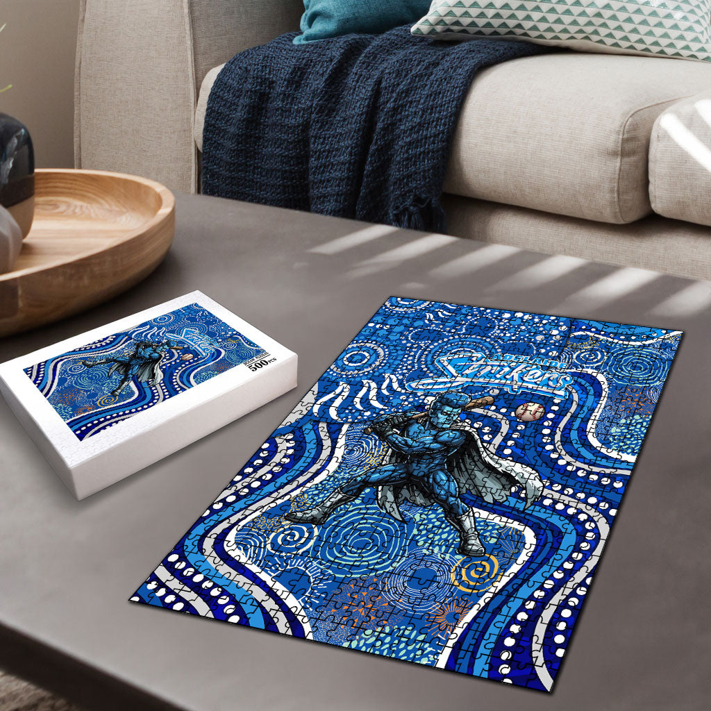 Adelaide Strikers Puzzle Indigenous Dot Art Superhero Batter Tribal Pattern