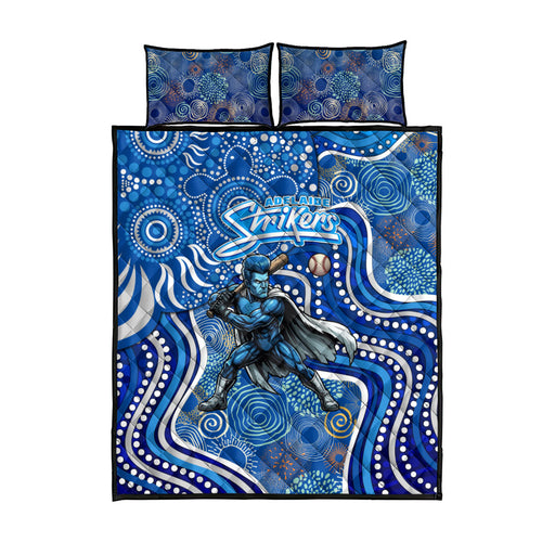 Adelaide Strikers Quilt Bed Set Indigenous Dot Art Superhero Batter Tribal Pattern