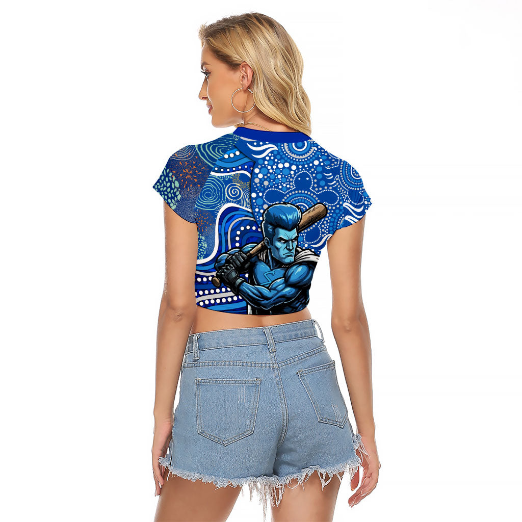 Adelaide Strikers Raglan Cropped T Shirt Indigenous Dot Art Superhero Batter Tribal Pattern