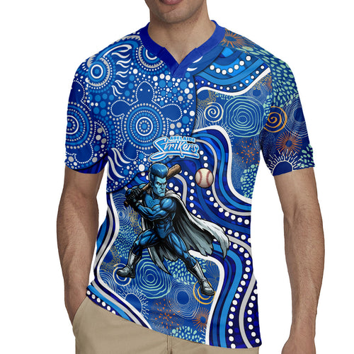 Adelaide Strikers Rugby Jersey Indigenous Dot Art Superhero Batter Tribal Pattern