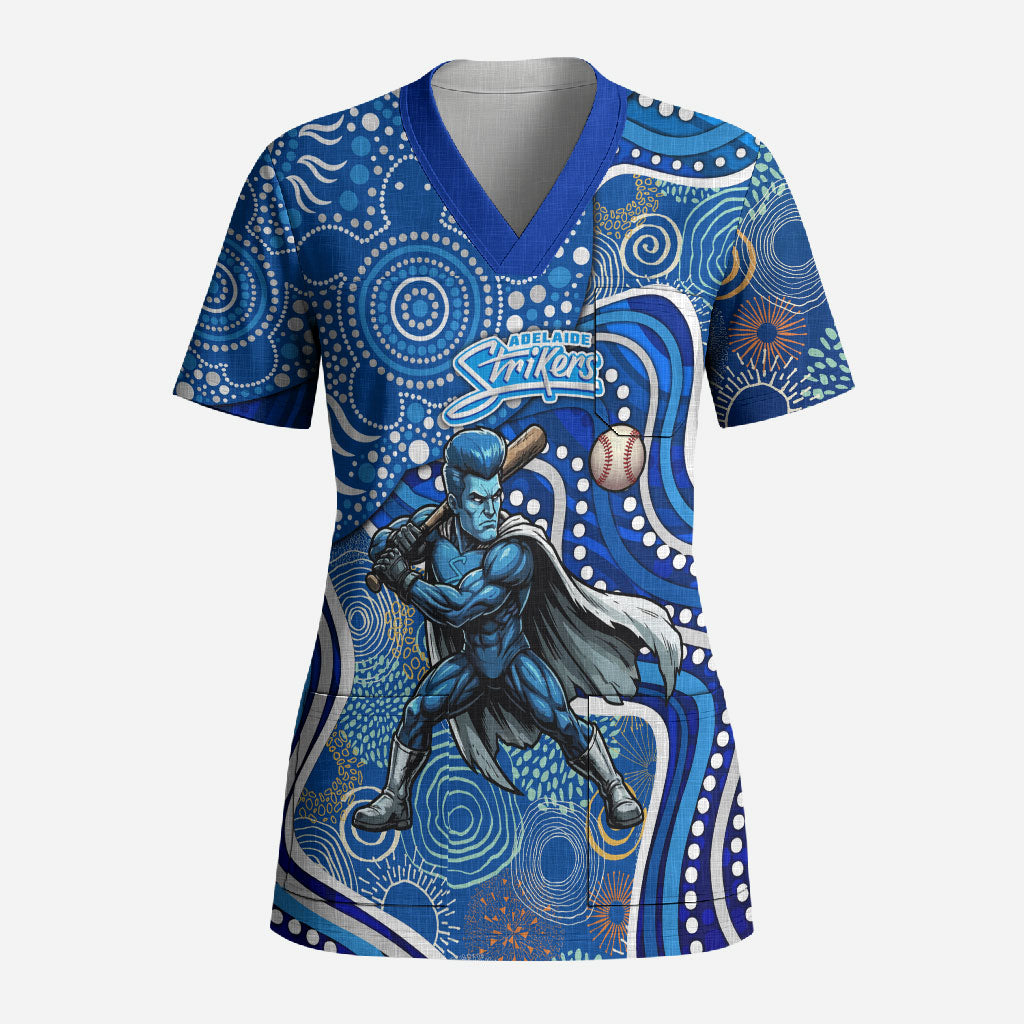 Adelaide Strikers Scrub Top Indigenous Dot Art Superhero Batter Tribal Pattern