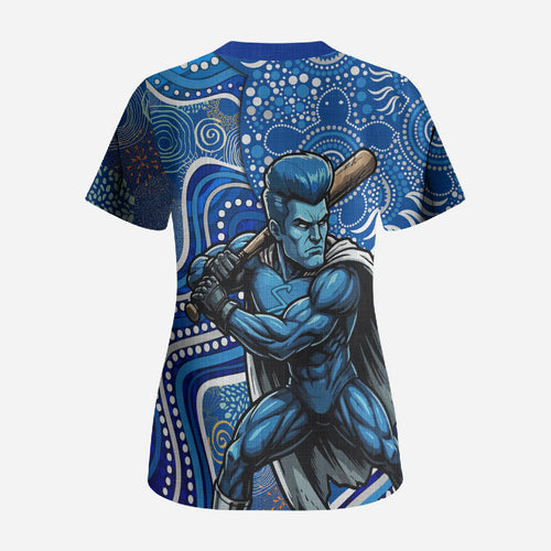Adelaide Strikers Scrub Top Indigenous Dot Art Superhero Batter Tribal Pattern