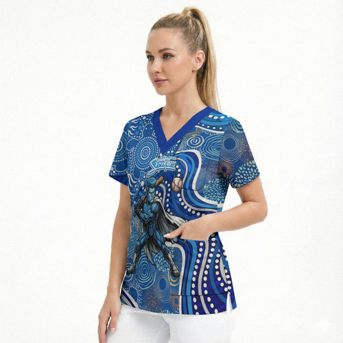 Adelaide Strikers Scrub Top Indigenous Dot Art Superhero Batter Tribal Pattern