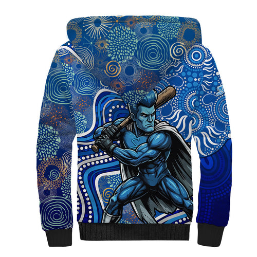 Adelaide Strikers Sherpa Hoodie Indigenous Dot Art Superhero Batter Tribal Pattern