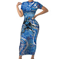 Adelaide Strikers Short Sleeve Bodycon Dress Indigenous Dot Art Superhero Batter Tribal Pattern