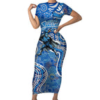 Adelaide Strikers Short Sleeve Bodycon Dress Indigenous Dot Art Superhero Batter Tribal Pattern