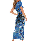 Adelaide Strikers Short Sleeve Bodycon Dress Indigenous Dot Art Superhero Batter Tribal Pattern