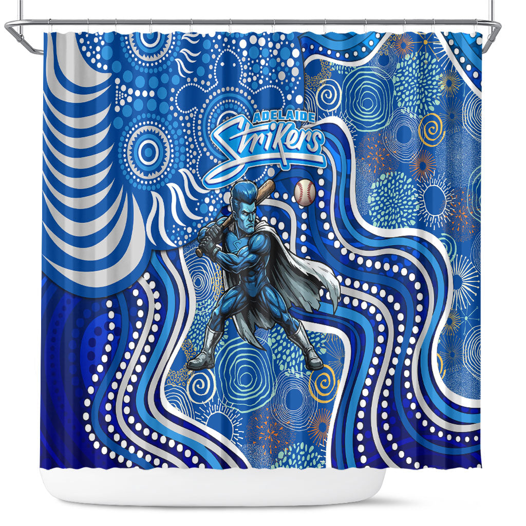 Adelaide Strikers Shower Curtain Indigenous Dot Art Superhero Batter Tribal Pattern