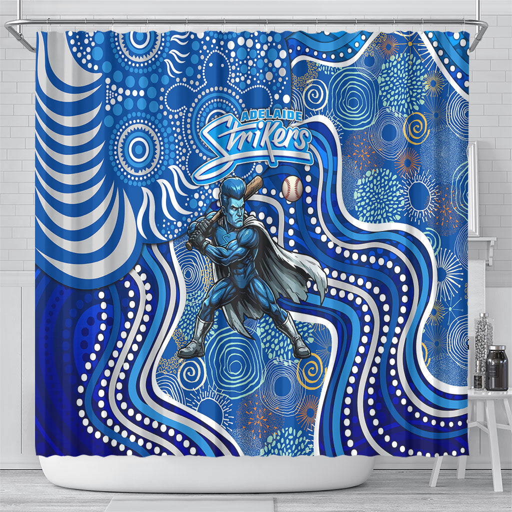 Adelaide Strikers Shower Curtain Indigenous Dot Art Superhero Batter Tribal Pattern
