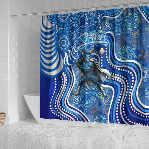 Adelaide Strikers Shower Curtain Indigenous Dot Art Superhero Batter Tribal Pattern
