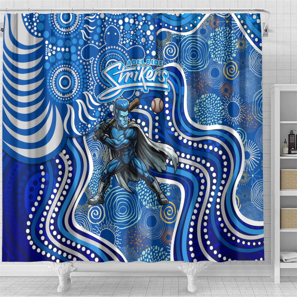 Adelaide Strikers Shower Curtain Indigenous Dot Art Superhero Batter Tribal Pattern