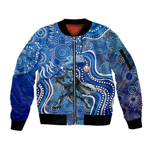 Adelaide Strikers Sleeve Zip Bomber Jacket Indigenous Dot Art Superhero Batter Tribal Pattern