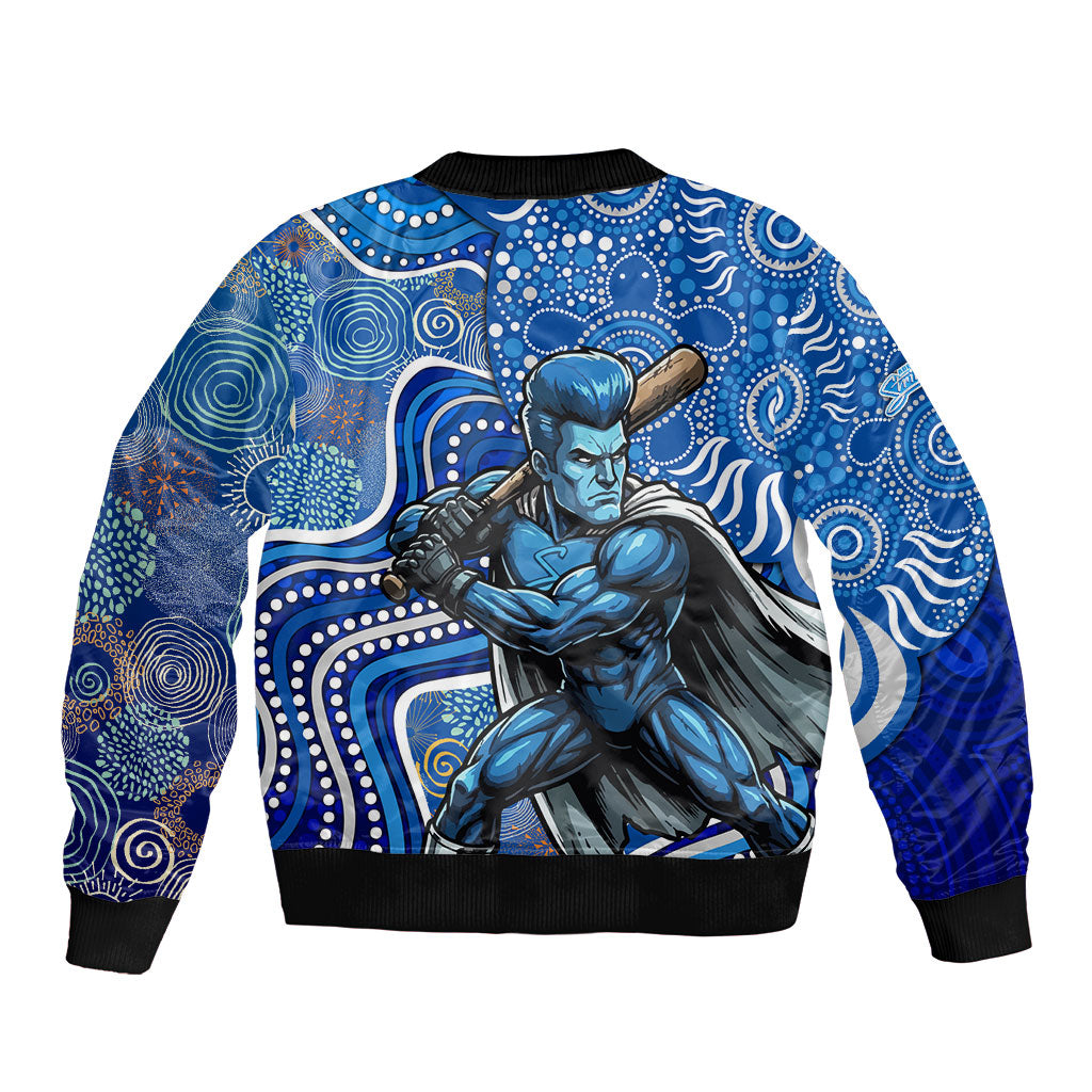 Adelaide Strikers Sleeve Zip Bomber Jacket Indigenous Dot Art Superhero Batter Tribal Pattern