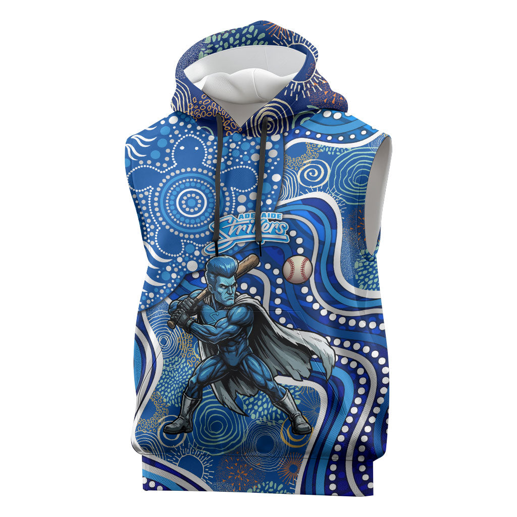 Adelaide Strikers Sleeveless Hoodie Indigenous Dot Art Superhero Batter Tribal Pattern