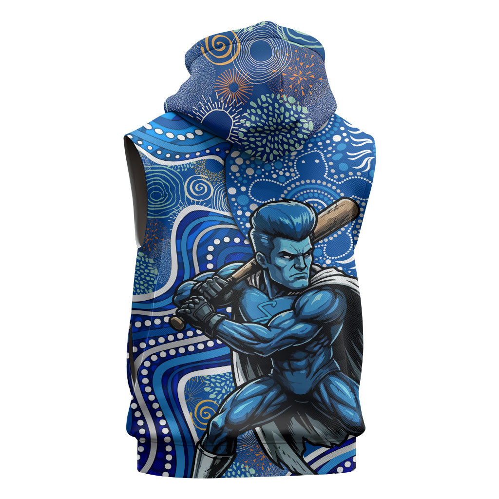 Adelaide Strikers Sleeveless Hoodie Indigenous Dot Art Superhero Batter Tribal Pattern