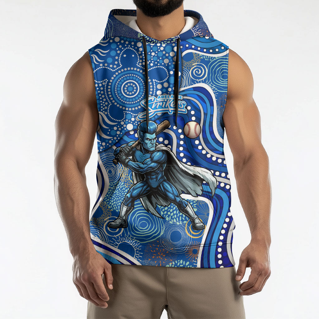 Adelaide Strikers Sleeveless Hoodie Indigenous Dot Art Superhero Batter Tribal Pattern