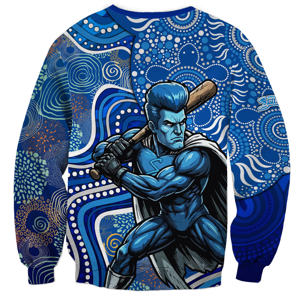 Adelaide Strikers Sweatshirt Indigenous Dot Art Superhero Batter Tribal Pattern