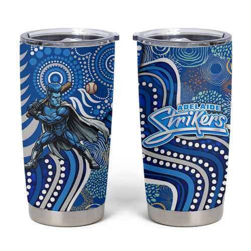 Adelaide Strikers Tumbler Cup Indigenous Dot Art Superhero Batter Tribal Pattern