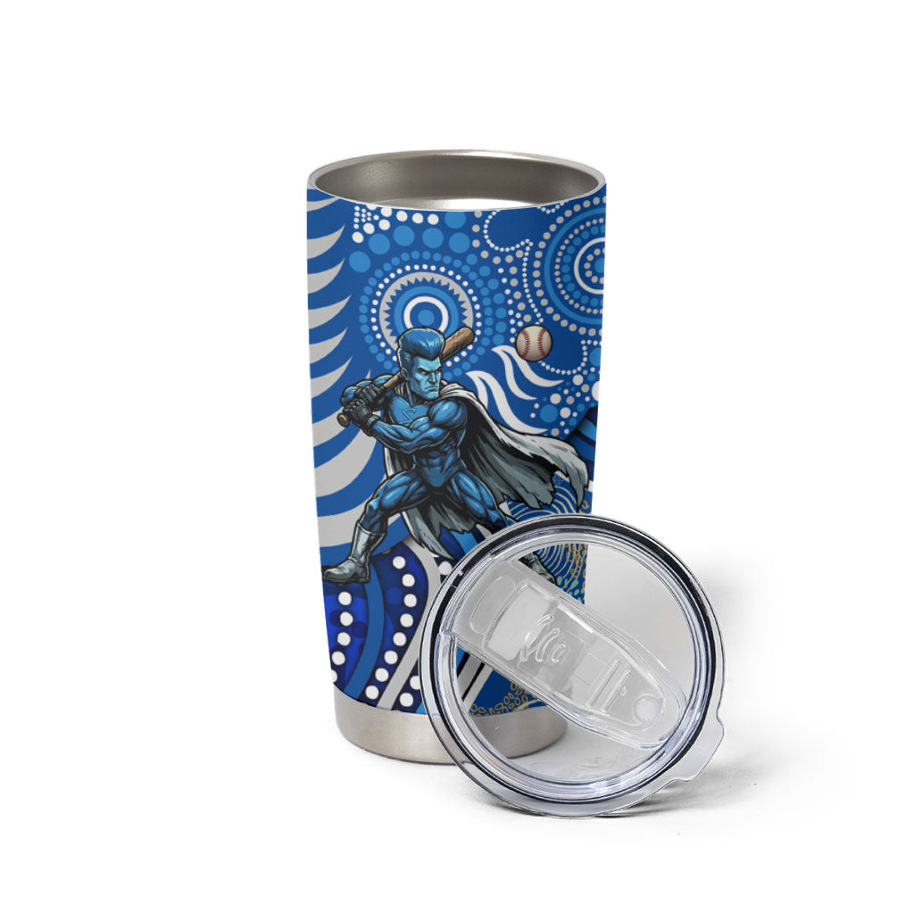 Adelaide Strikers Tumbler Cup Indigenous Dot Art Superhero Batter Tribal Pattern