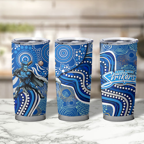 Adelaide Strikers Tumbler Cup Indigenous Dot Art Superhero Batter Tribal Pattern