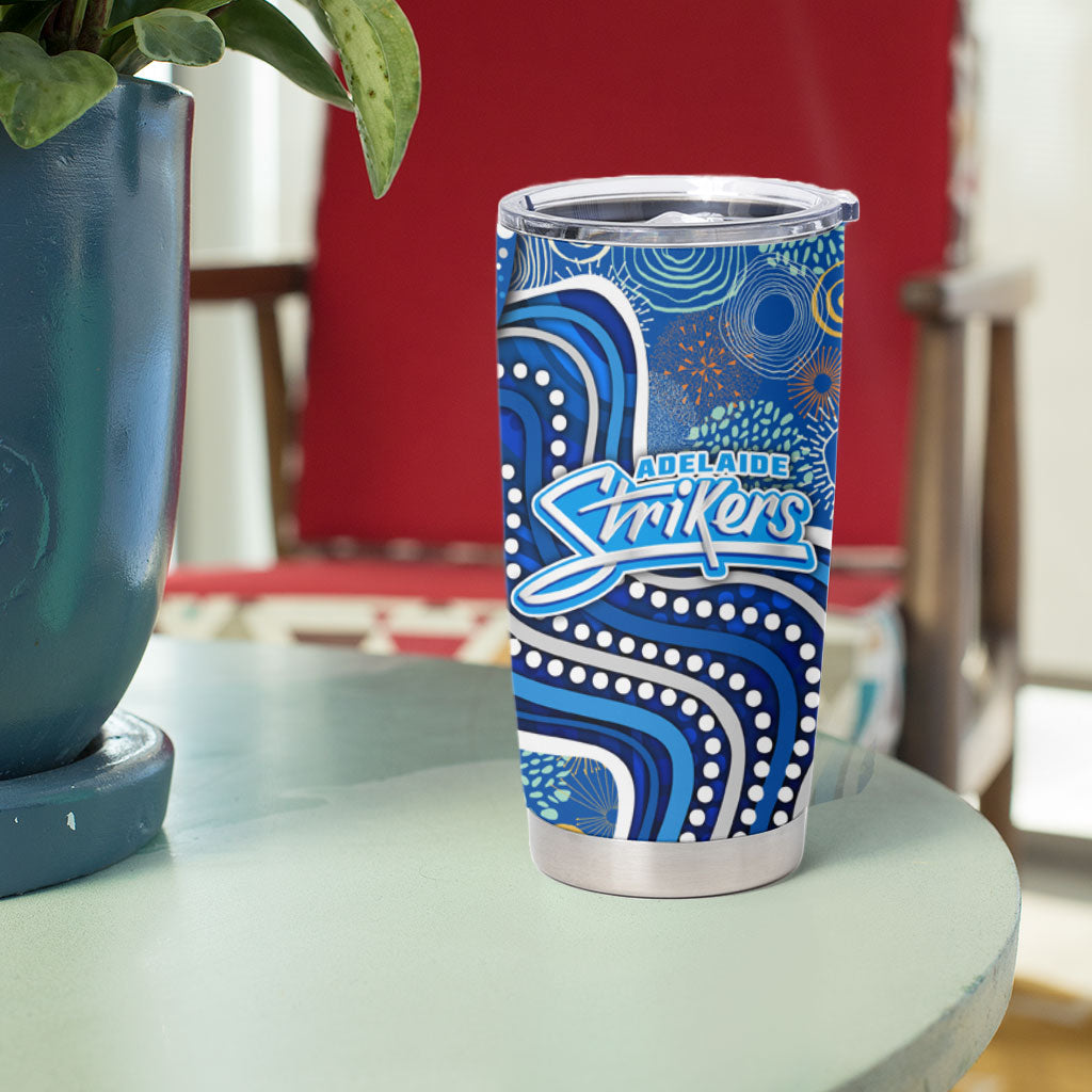 Adelaide Strikers Tumbler Cup Indigenous Dot Art Superhero Batter Tribal Pattern