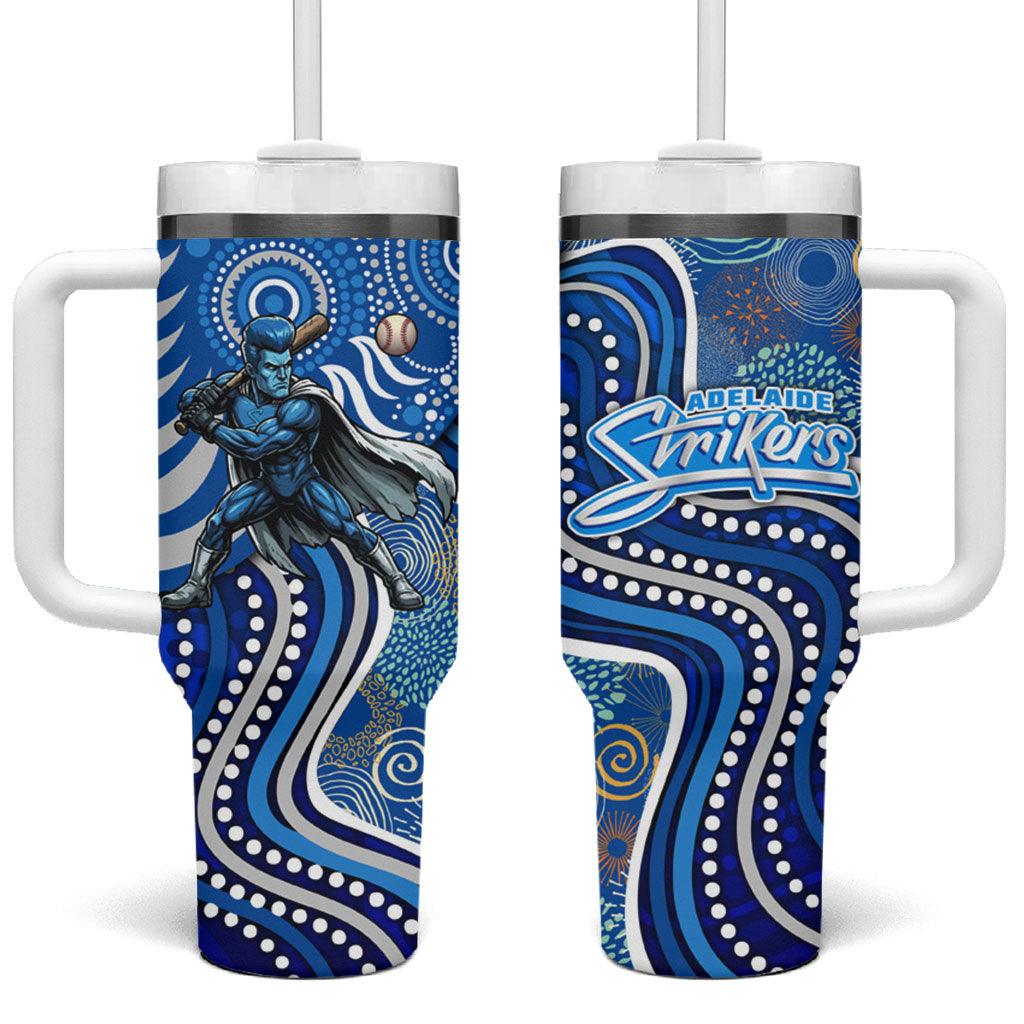 Adelaide Strikers Tumbler With Handle Indigenous Dot Art Superhero Batter Tribal Pattern