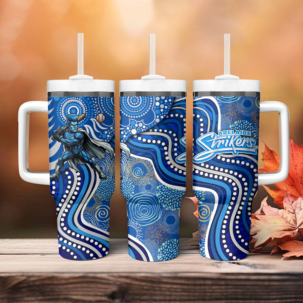 Adelaide Strikers Tumbler With Handle Indigenous Dot Art Superhero Batter Tribal Pattern