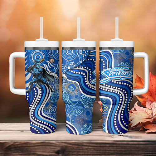 Adelaide Strikers Tumbler With Handle Indigenous Dot Art Superhero Batter Tribal Pattern