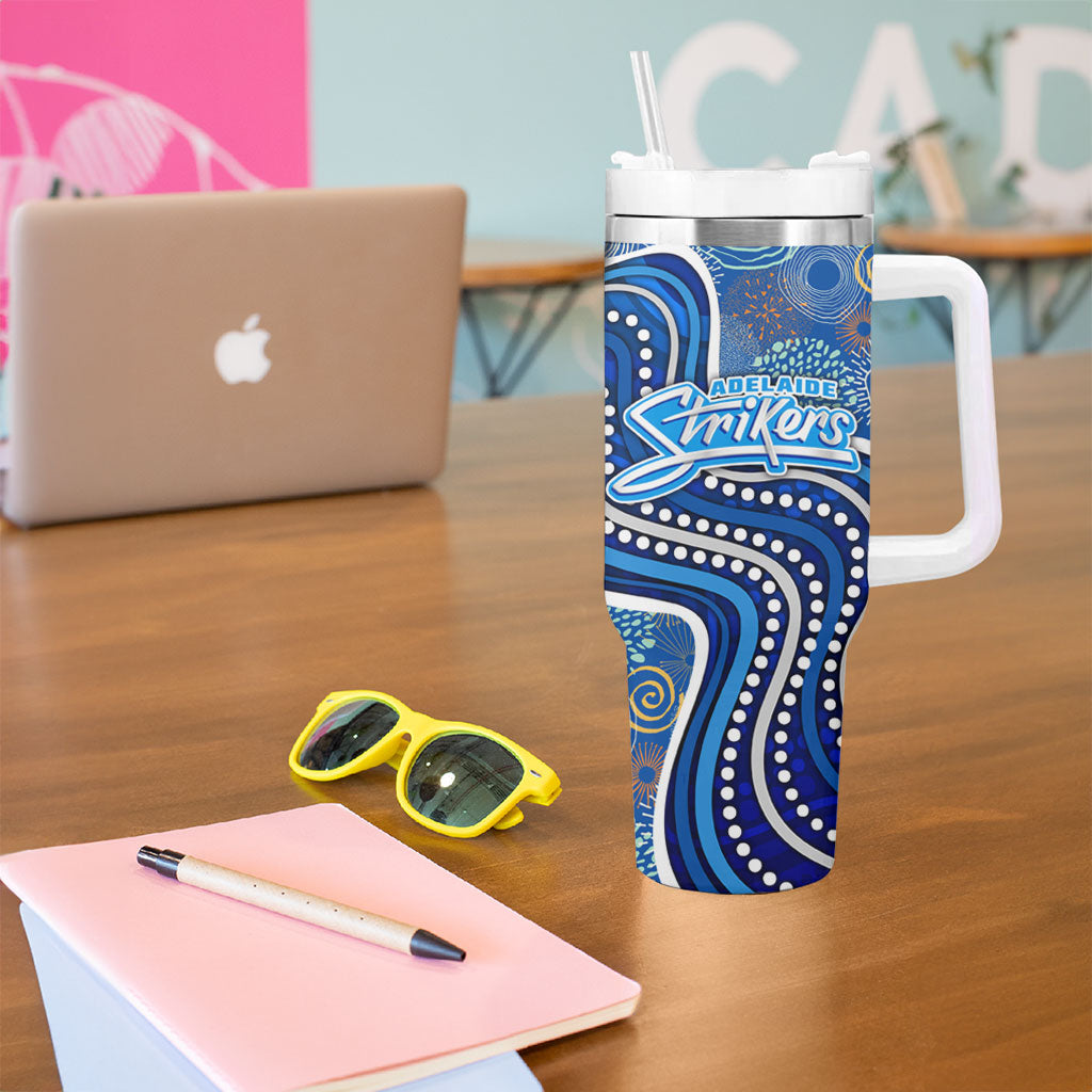 Adelaide Strikers Tumbler With Handle Indigenous Dot Art Superhero Batter Tribal Pattern
