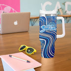 Adelaide Strikers Tumbler With Handle Indigenous Dot Art Superhero Batter Tribal Pattern