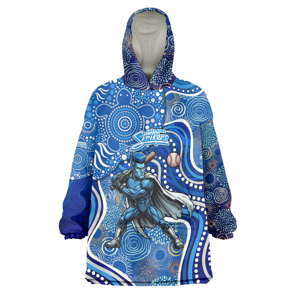 Adelaide Strikers Wearable Blanket Hoodie Indigenous Dot Art Superhero Batter Tribal Pattern