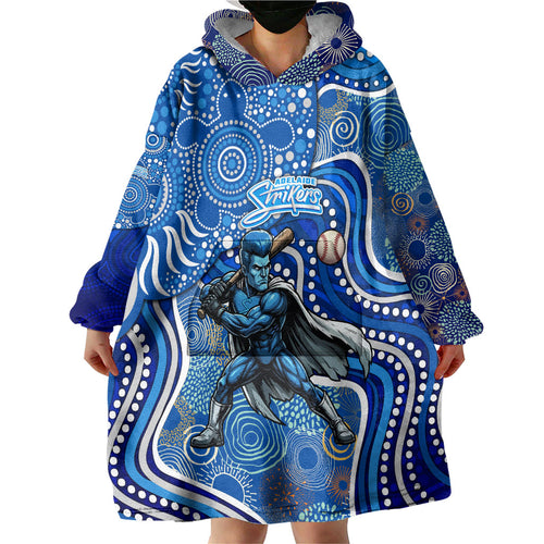 Adelaide Strikers Wearable Blanket Hoodie Indigenous Dot Art Superhero Batter Tribal Pattern