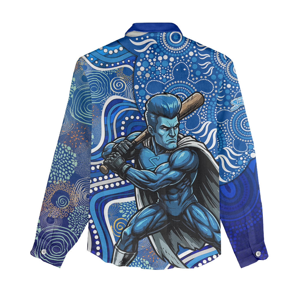 Adelaide Strikers Women Casual Shirt Indigenous Dot Art Superhero Batter Tribal Pattern