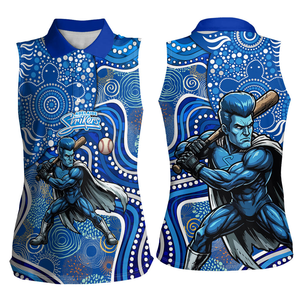 Adelaide Strikers Women Sleeveless Polo Shirt Indigenous Dot Art Superhero Batter Tribal Pattern