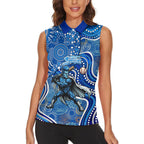 Adelaide Strikers Women Sleeveless Polo Shirt Indigenous Dot Art Superhero Batter Tribal Pattern