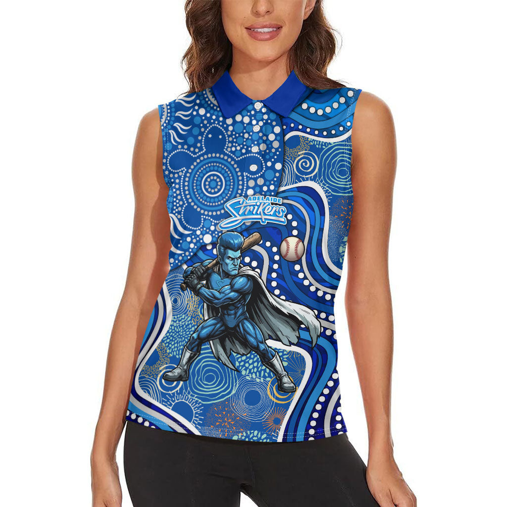Adelaide Strikers Women Sleeveless Polo Shirt Indigenous Dot Art Superhero Batter Tribal Pattern