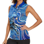 Adelaide Strikers Women Sleeveless Polo Shirt Indigenous Dot Art Superhero Batter Tribal Pattern