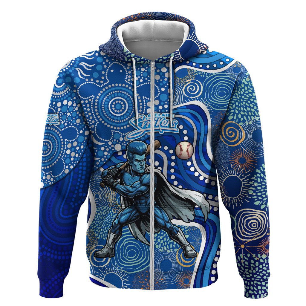 Adelaide Strikers Zip Hoodie Indigenous Dot Art Superhero Batter Tribal Pattern