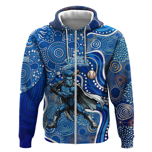 Adelaide Strikers Zip Hoodie Indigenous Dot Art Superhero Batter Tribal Pattern