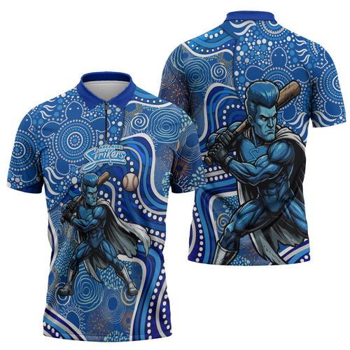 Adelaide Strikers Zipper Polo Shirt Indigenous Dot Art Superhero Batter Tribal Pattern