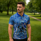 Adelaide Strikers Zipper Polo Shirt Indigenous Dot Art Superhero Batter Tribal Pattern